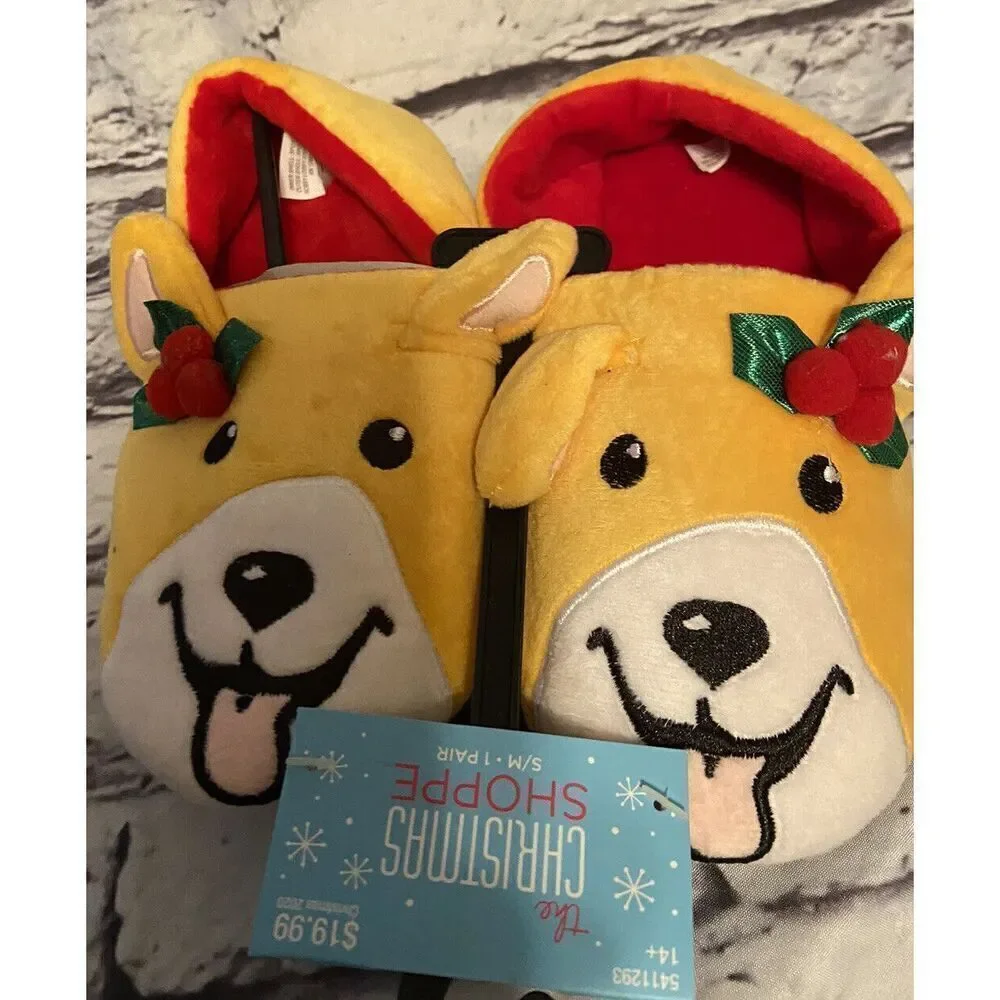 The Christmas Shoppe Holly Corgi‎ Slippers Small/Medium Ages 14+ New